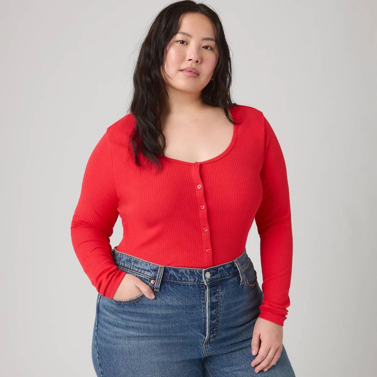 Рубашка с длинными рукавами и пуговицами от Austen (большой размер) Levi's, True Red - Red