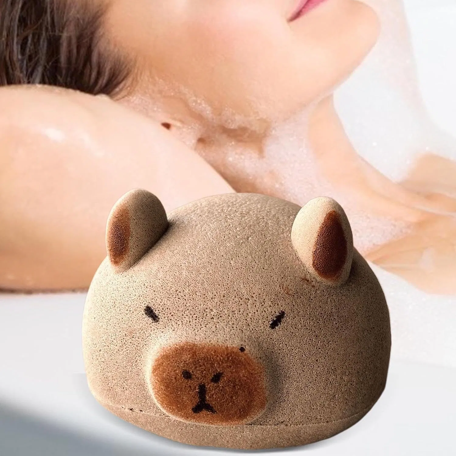 Мочалка-губка Capybara, LearnLyrics, серый, 12.5x10 см — фото 3