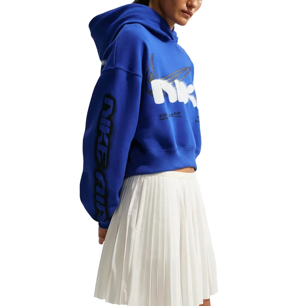 Женское худи Studio Fleece Medium Weight Cropped Oversized Hoodie 'Old Royal Sail' Nike, Old Royal/Sail — фото 4