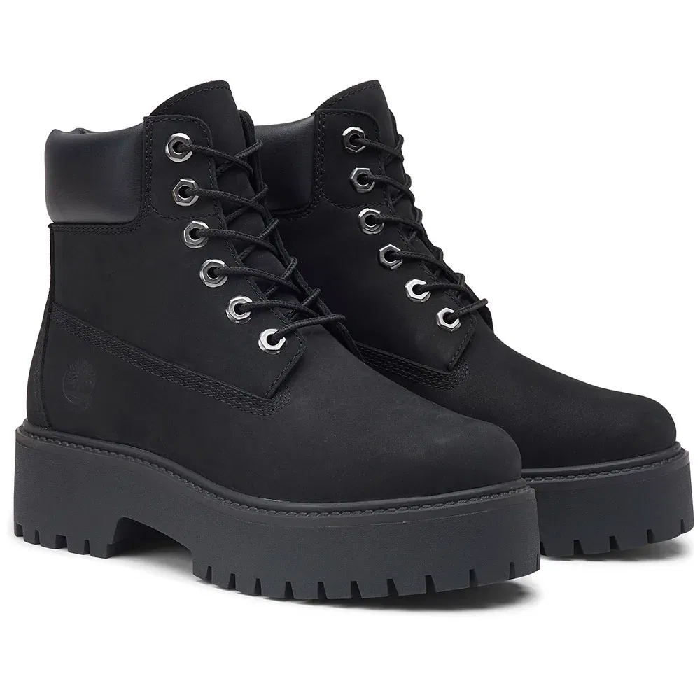 Детские ботинки для девочек с платформой Timberland Stone Street 6 Inch Lace Up WP, Black — фото 2