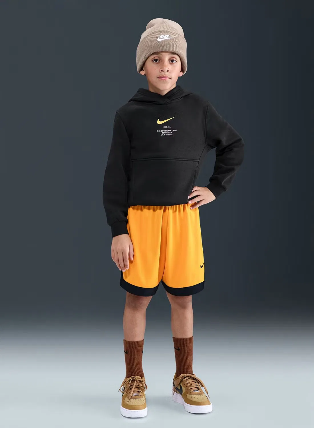 Худи с контрастными рукавами Nike Youth NSW Athletic, черный