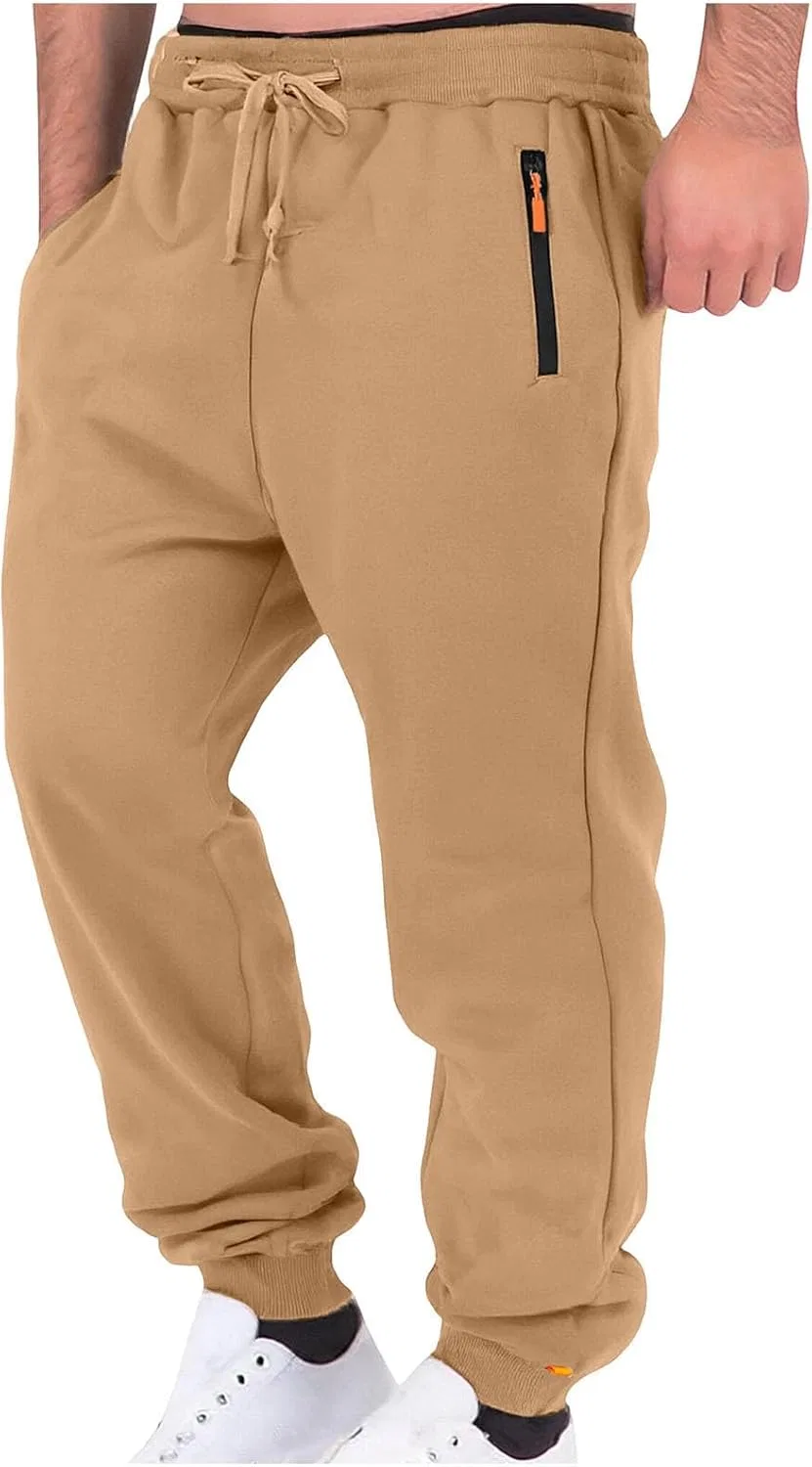 Мужские спортивные штаны из флиса с утяжкой, Khaki-1