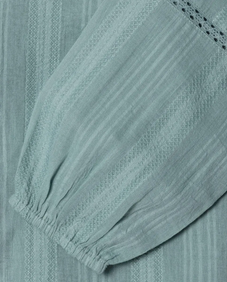Детская блуза для девочек с кружевом Heloise Pepe Jeans, Verde Agua — фото 4