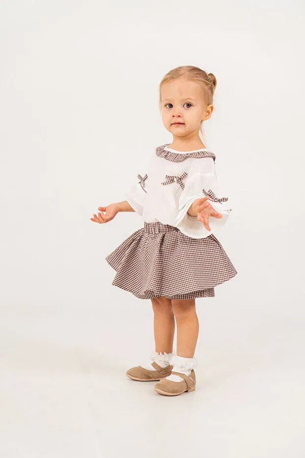 Детский комплект для девочек с колокольчиковым рукавом Glam Jnf Kids, Brown