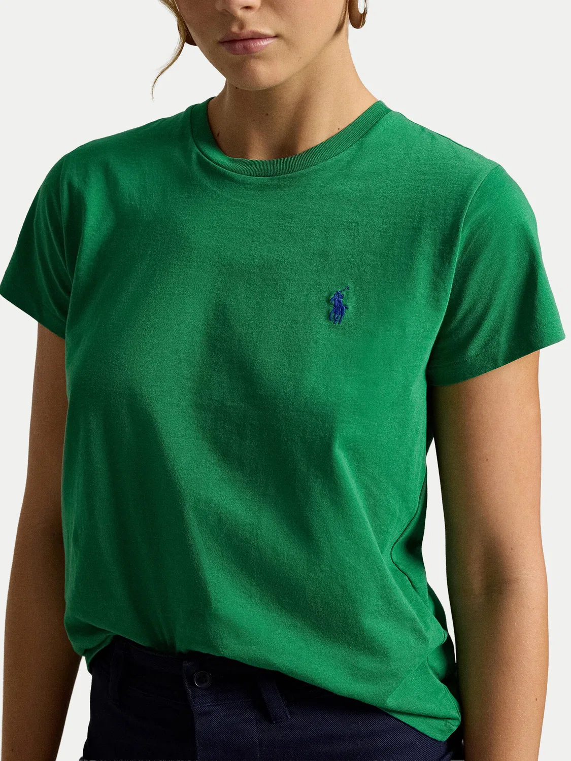 Женская футболка классического кроя Polo Ralph Lauren, темно-зеленый — фото 4