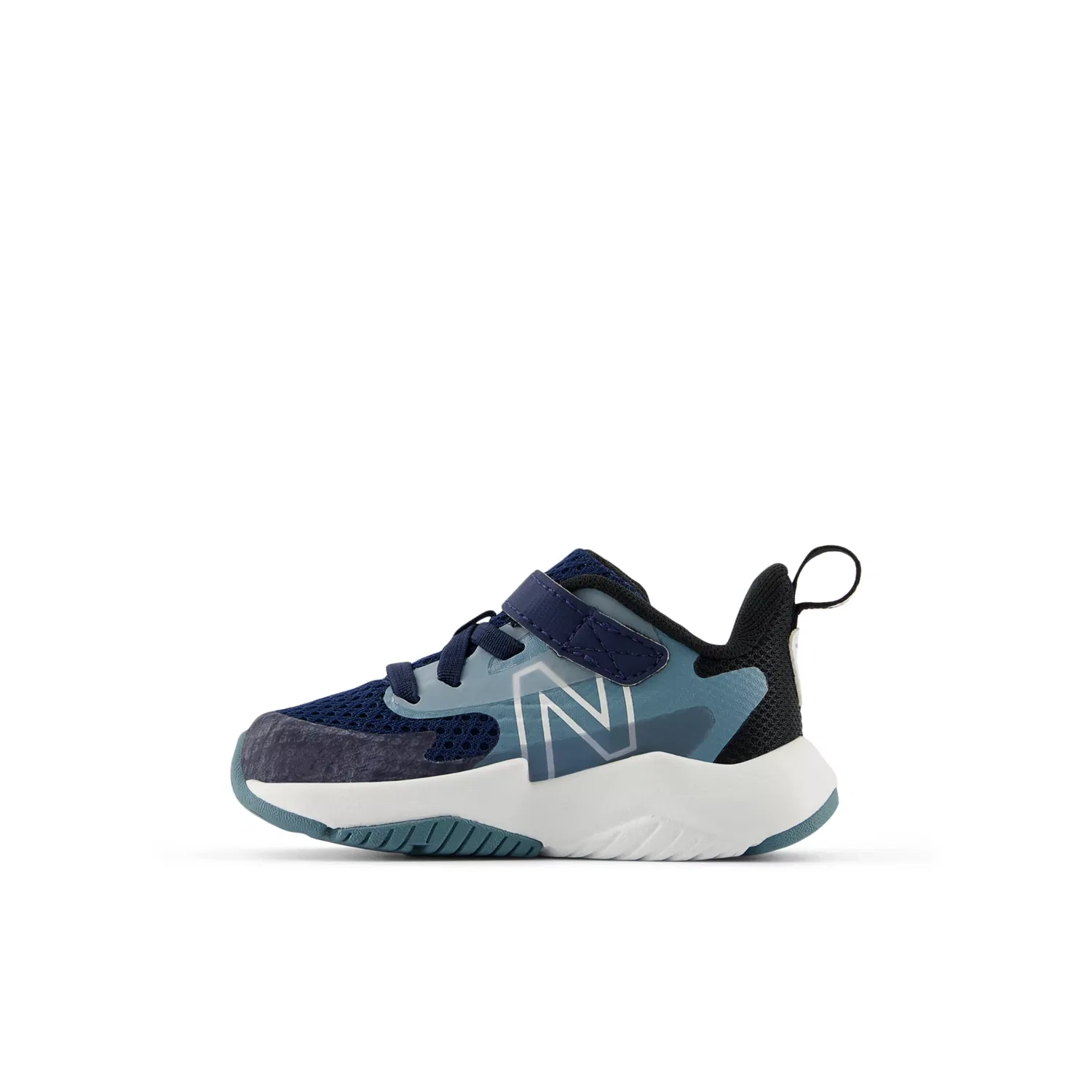 Детские кроссовки легкие с сетчатым верхом Rave Run v2 Bungee Lace with Top Strap New Balance, Nb Navy With Salt Water And Black — фото 3
