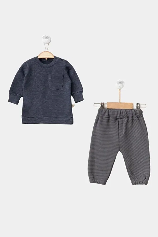 Детский спортивный комплект из футера с длинным рукавом Minytrendy, Smoke Grey — фото 2