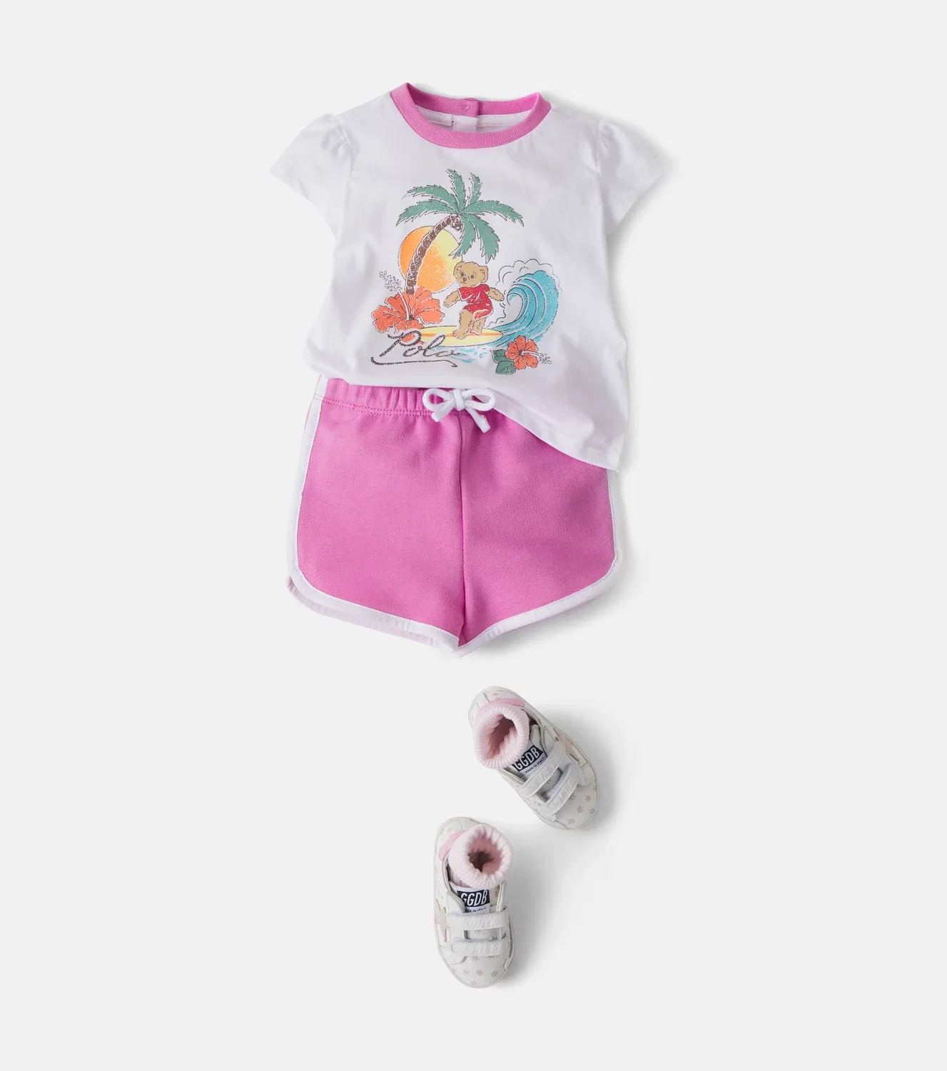 Комплект из футболки и шорт Polo Bear хлопковый Polo Ralph Lauren Kids, белый — фото 2