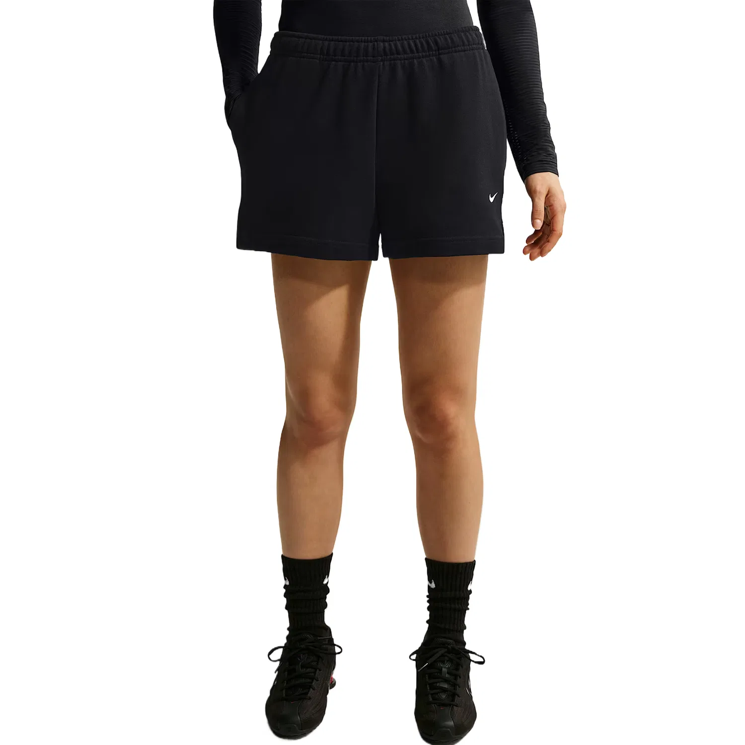 Женские шорты повседневные All Black/Sail White Nike, Черный/Белый