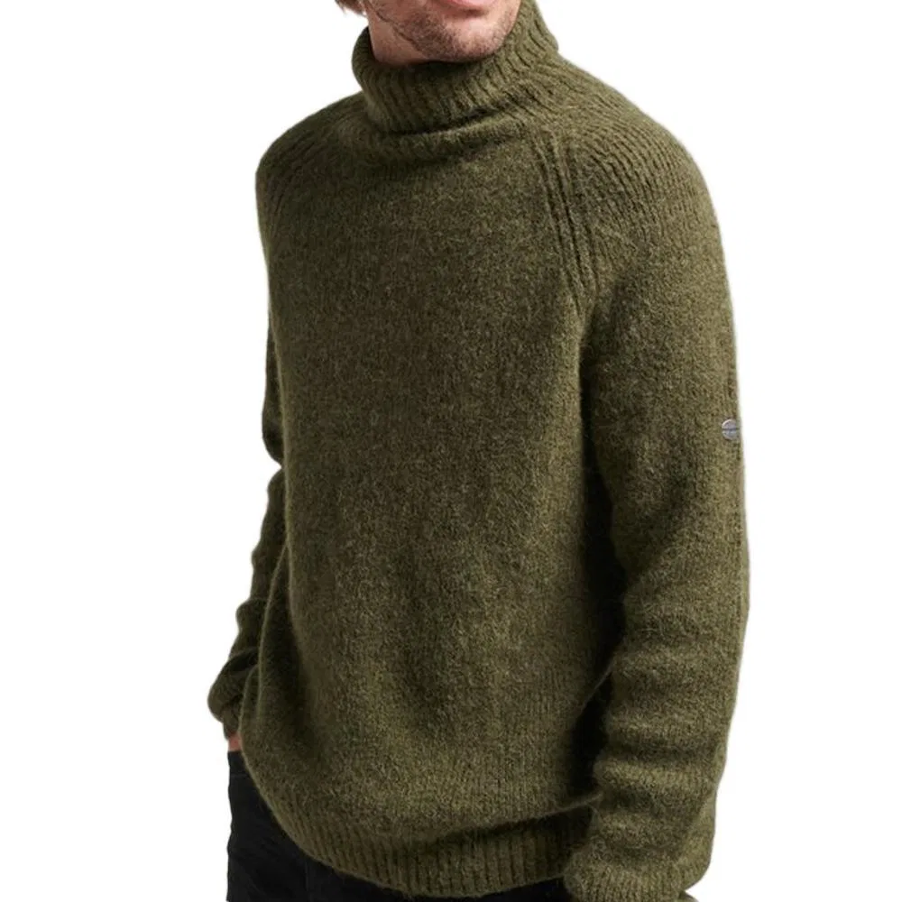 Мужской свитер с высоким воротником Superdry Studios Chunky Kaki, Khaki