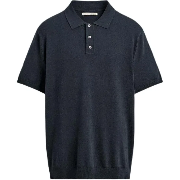 Мужское поло с воротником и умеренным прямым кроем Sea Blue ZARA, Sea Blue