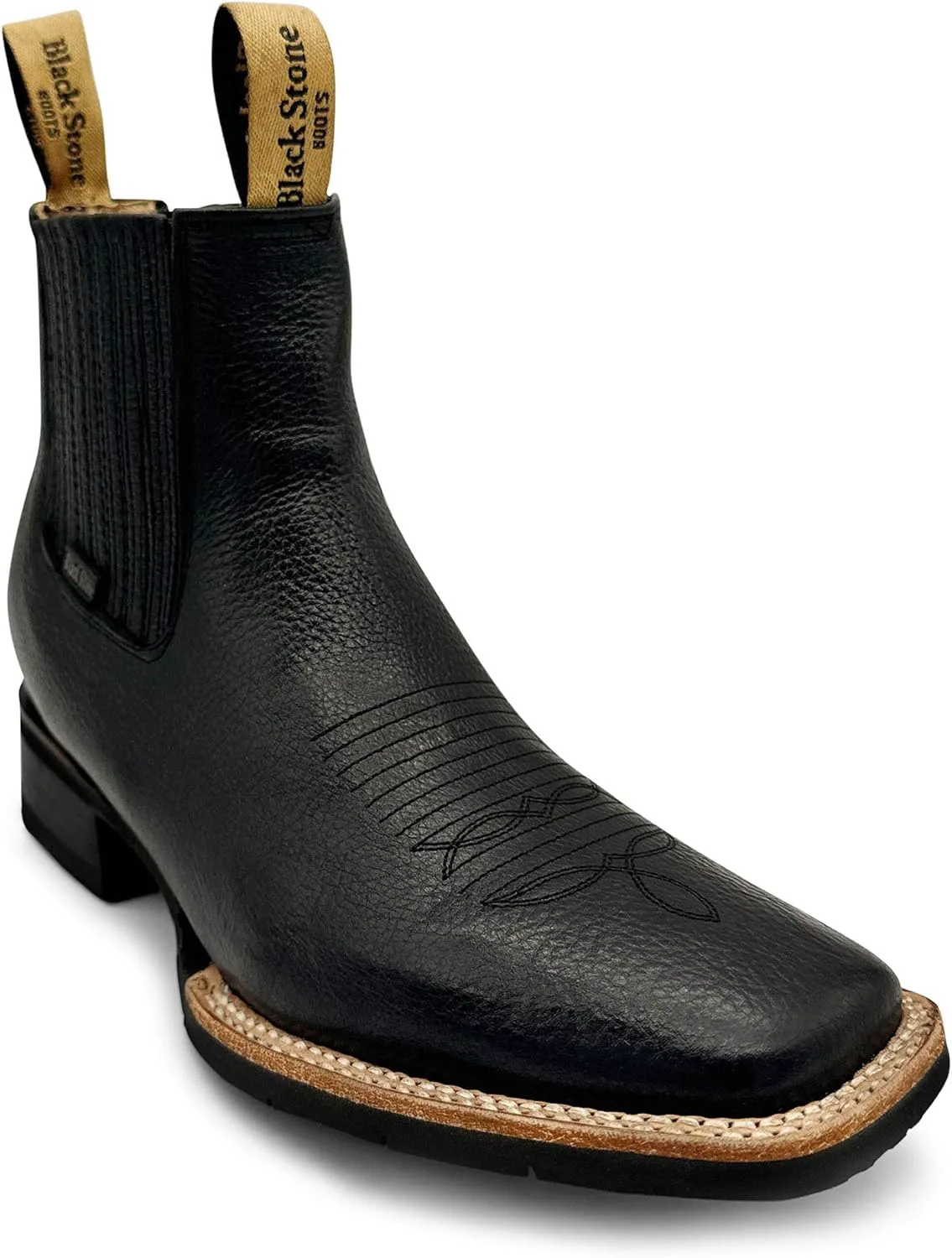 

Мужские кожаные короткие ботинки Western Shops с квадратным носком и резиновой подошвой The Western Shops, черный