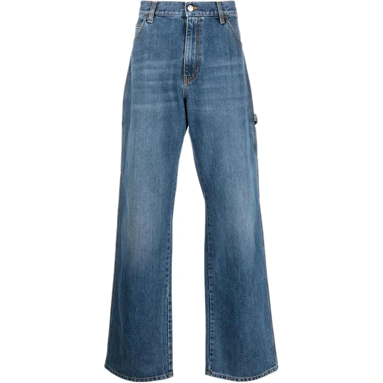 Джинсы прямого кроя с вышивкой логотипа Alexander McQueen, Blue