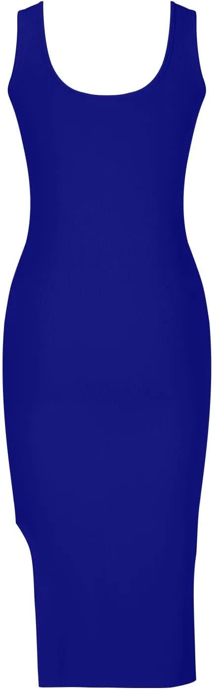 Женское облегающее макси-платье без рукавов Bodycon, Blue — фото 4
