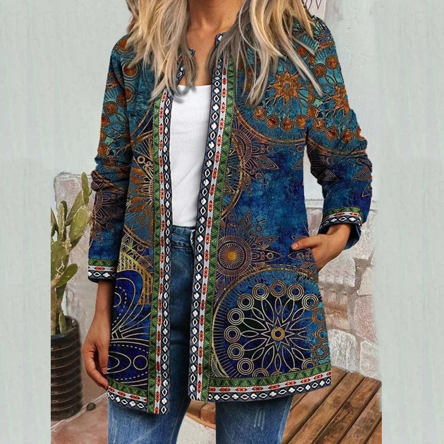 Женская куртка-бомбер с длинным рукавом, 04 Blu — фото 2