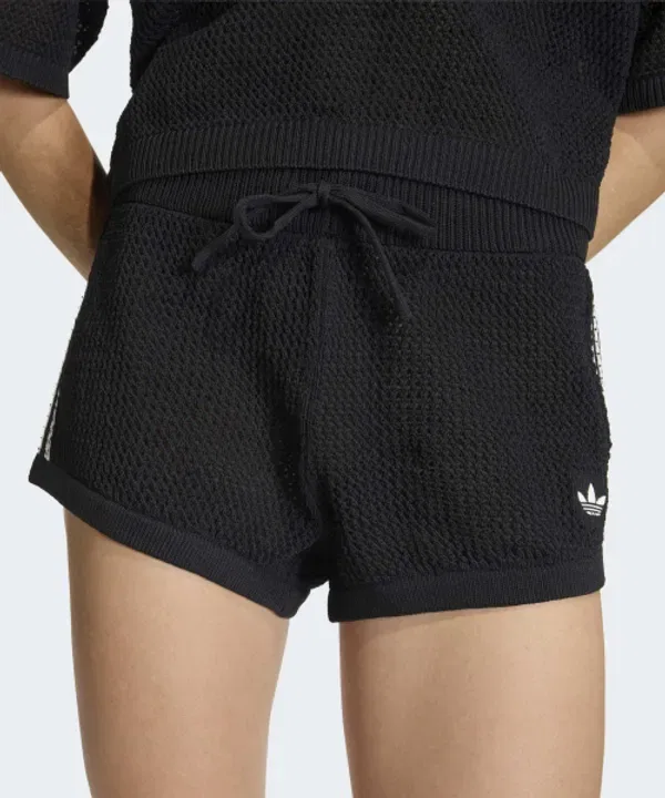 Вязаные шорты из хлопка, короткие, Adidas, черный — фото 4