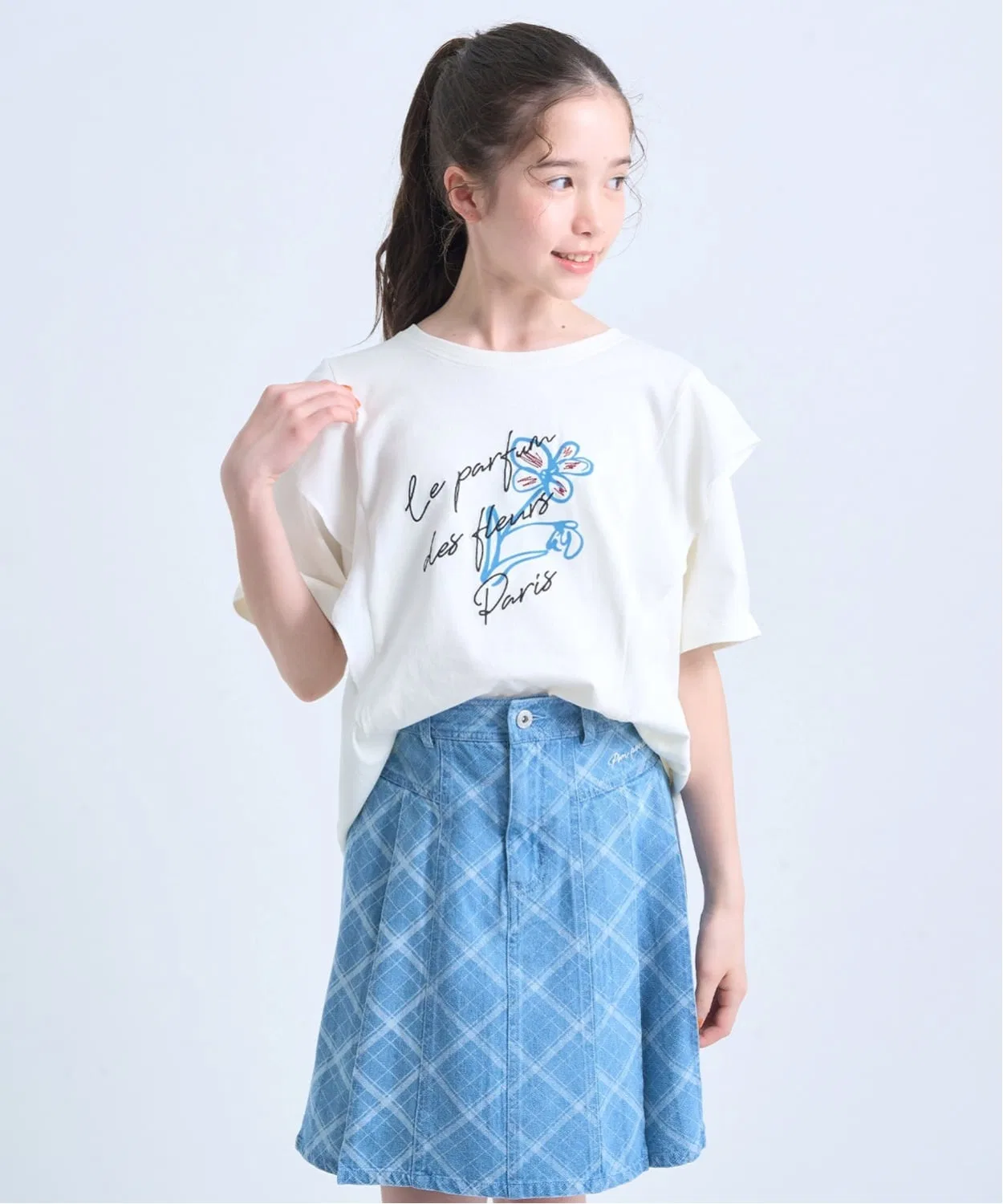 Детская футболка с принтом Ruffle Graphic T-shirt pom ponette junior, Ivory