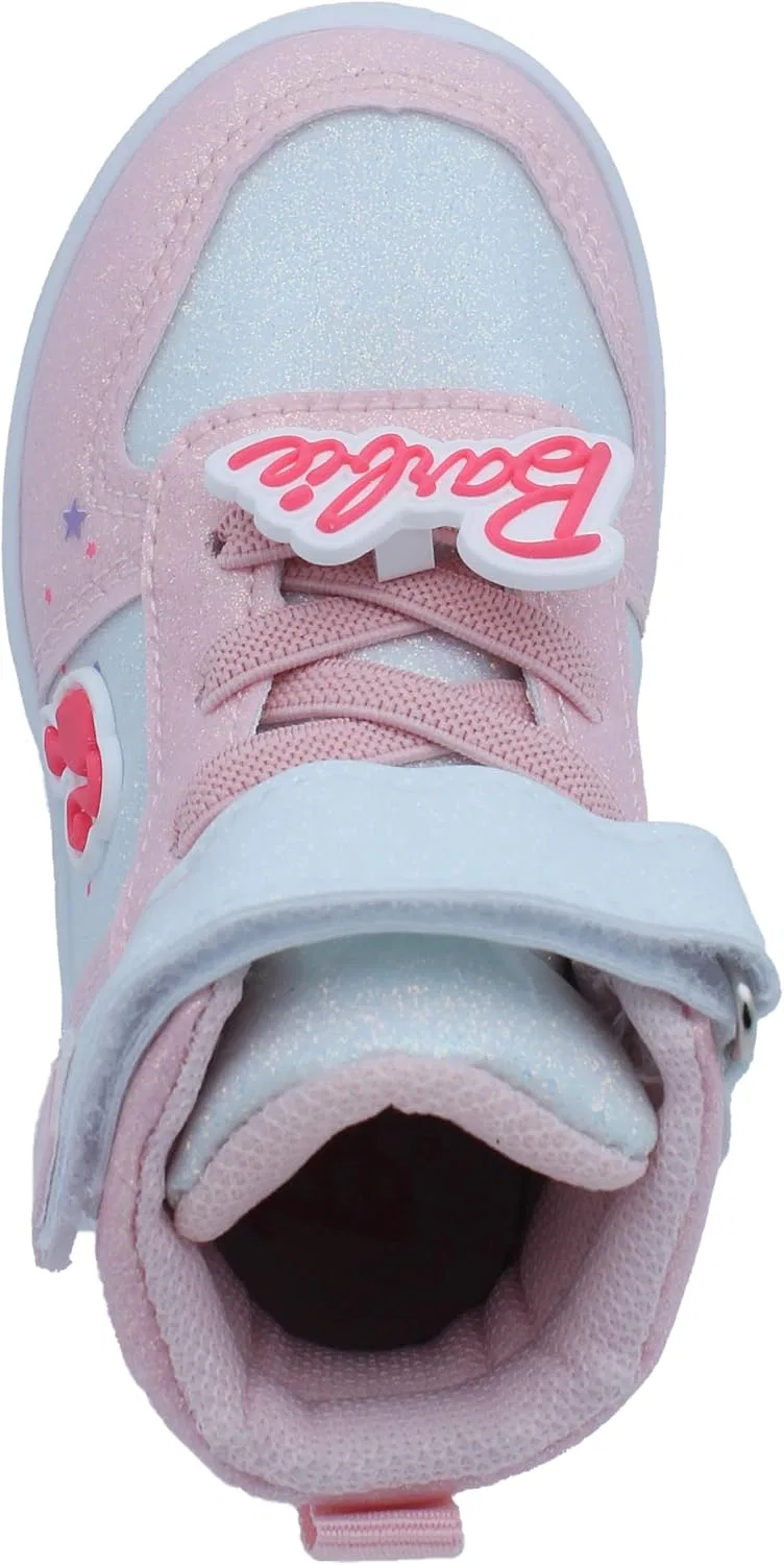 Детские кроссовки для девочек с высоким верхом Barbie, Light Pink Glitter Barbie — фото 2