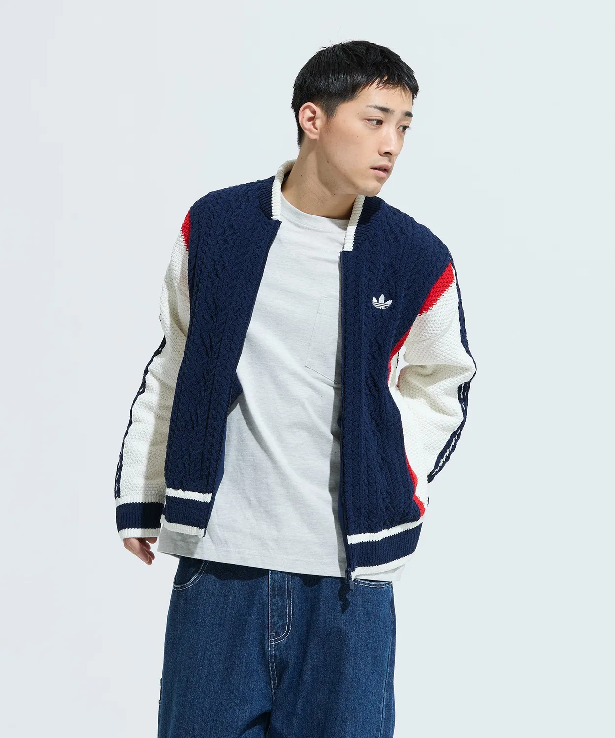Женский кардиган свободного кроя с молнией Retro Remix Adidas, Синий — фото 4