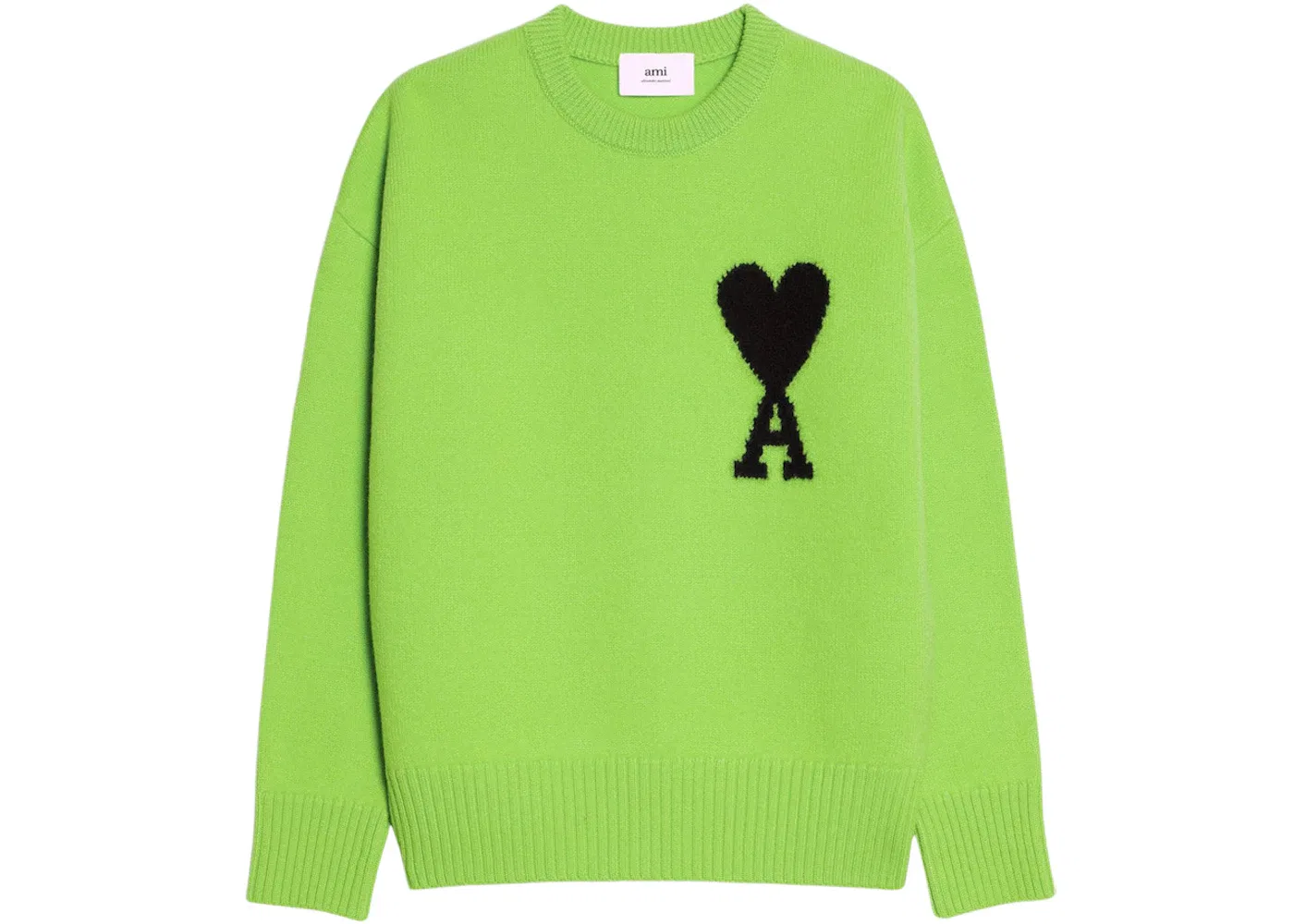 Унисекс джемпер с круглым вырезом Merino Wool Jumper Ami Paris, Green/Black