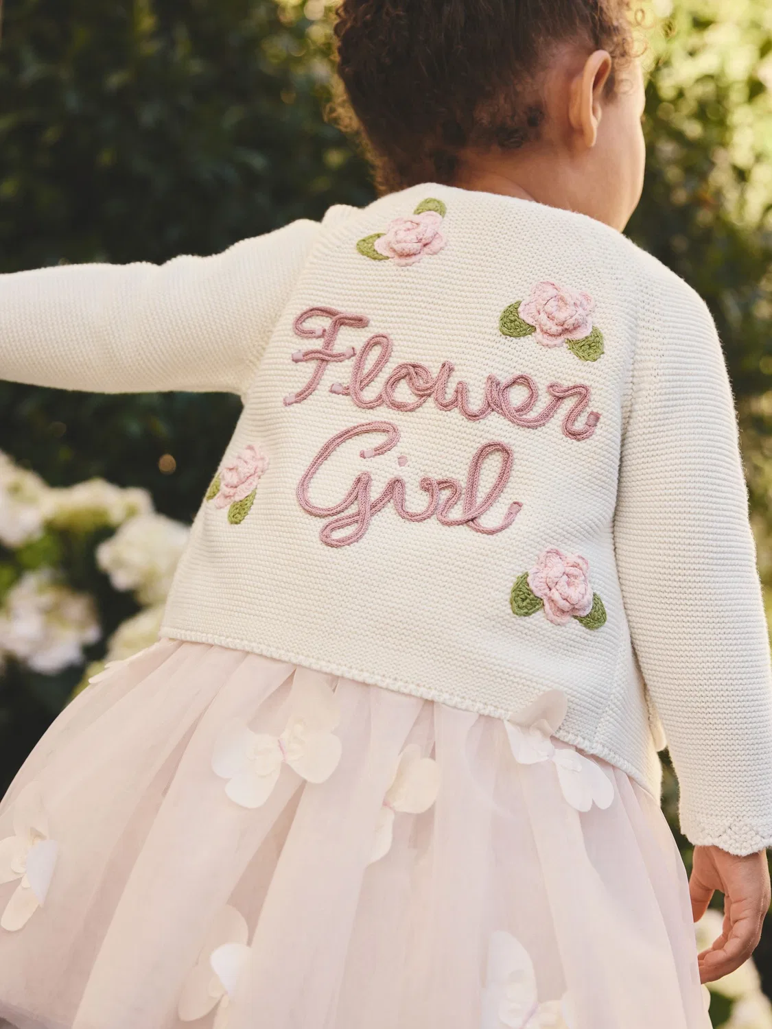 Кардиган для девочек с цветочной вышивкой Flower Girl Next, экрю