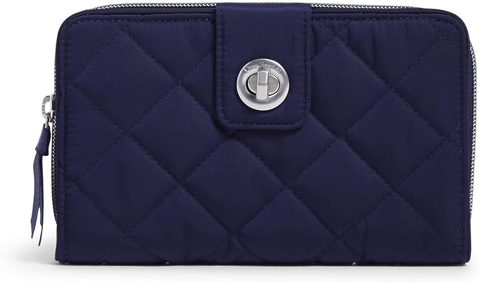 

Женский твиловый кошелек Vera Bradley с поворотным замком и RFID-замком, классический темно-синий
