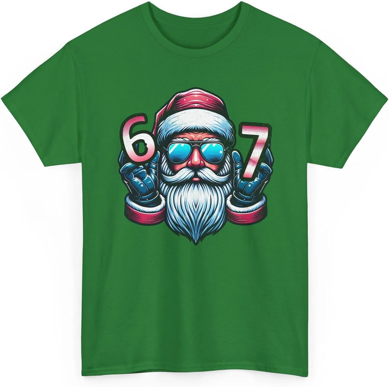 Футболка с принтом Six Seven Santa, Gildan 5000, Turf Green