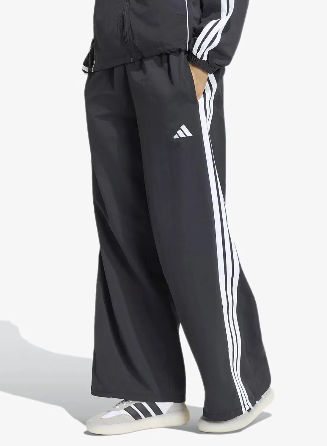 Штаны свободного кроя с кулиской 3-Strpes iconic woven Adidas, черный