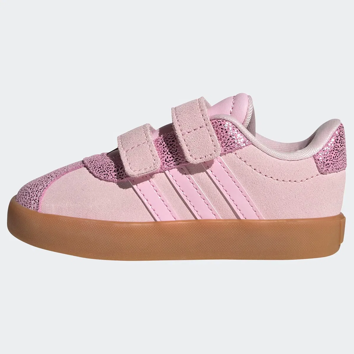 Детские кроссовки для мальчиков с ремешками на липучке Vl court 3.0 Adidas, Clear Pink Clear Pink Gum10 — фото 2
