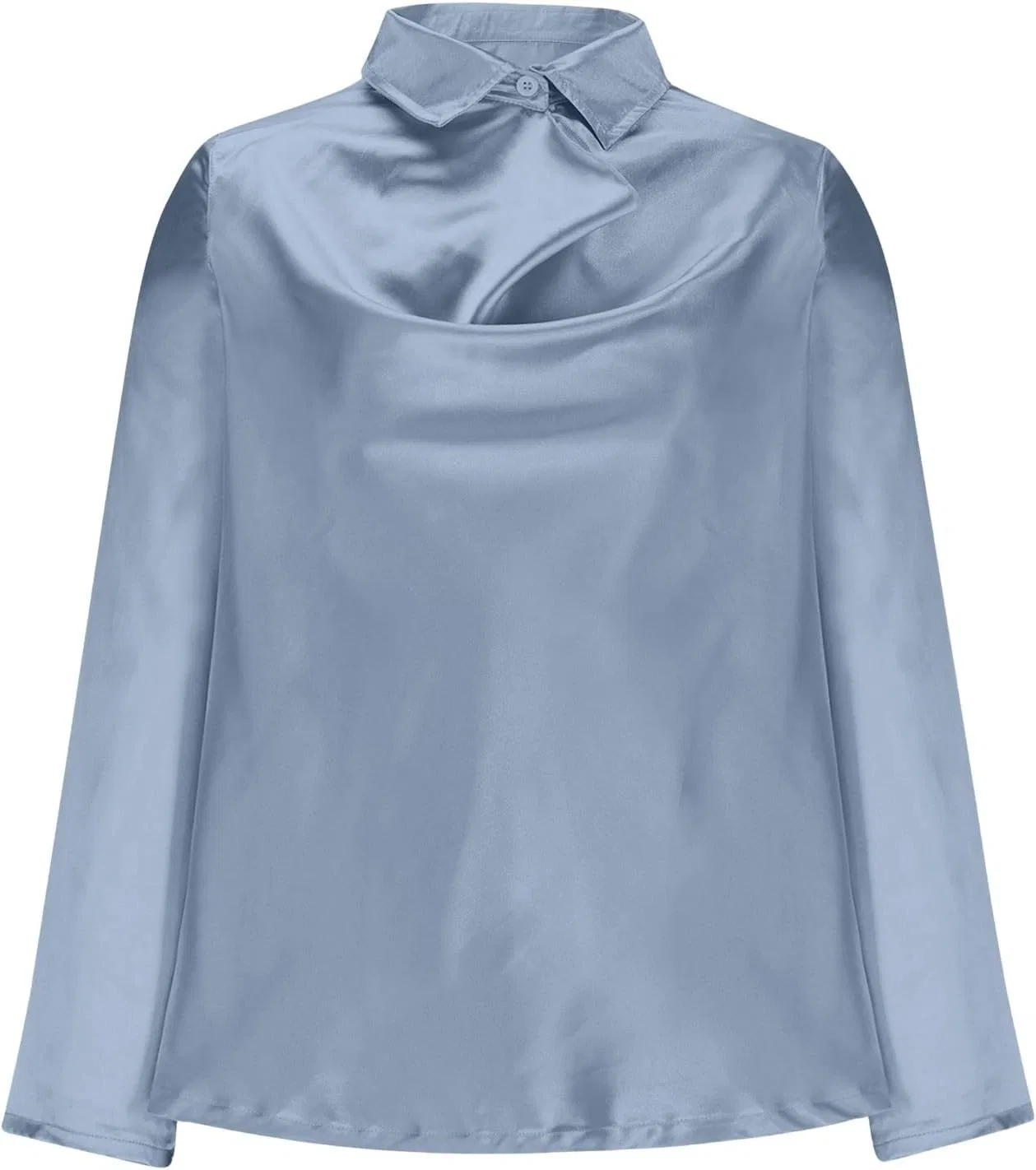 Женская блуза с драпированным вырезом Satin Silk, A-blue — фото 4