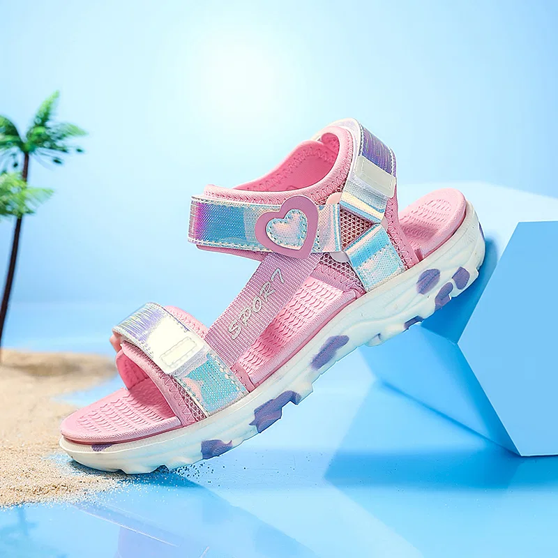 Детские сандалии из сетки и эко-кожи Pink VENICEW, Розовый — фото 4