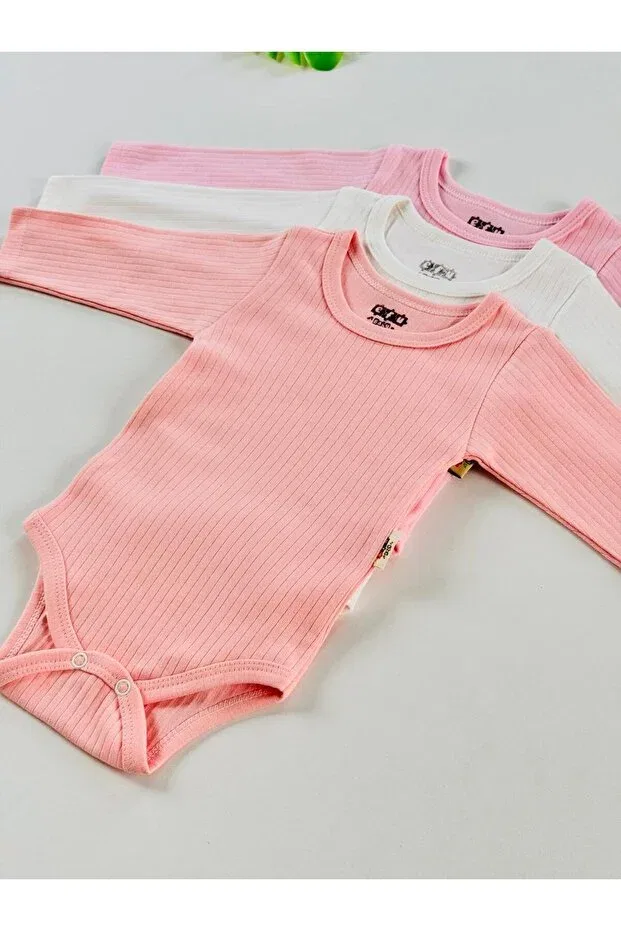 Детское боди для новорожденных хлопковое 3-предметный комплект Basics Efu Baby, Çok Renkli — фото 3