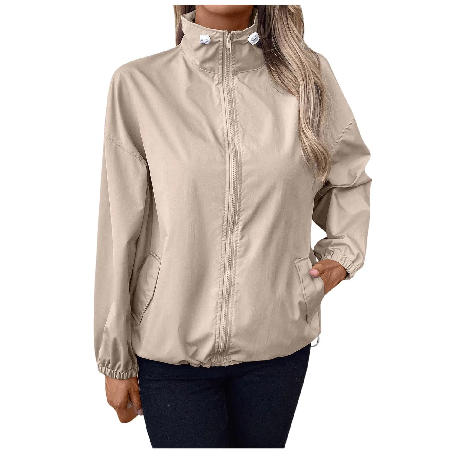 Женское пальто с капюшоном и карманами, dark khaki