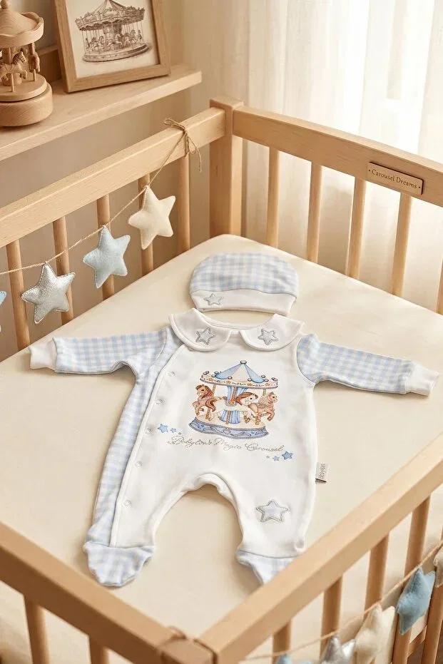 Детский комбинезон для мальчиков хлопковый Magic Carousel Babylim, Ecru — фото 3