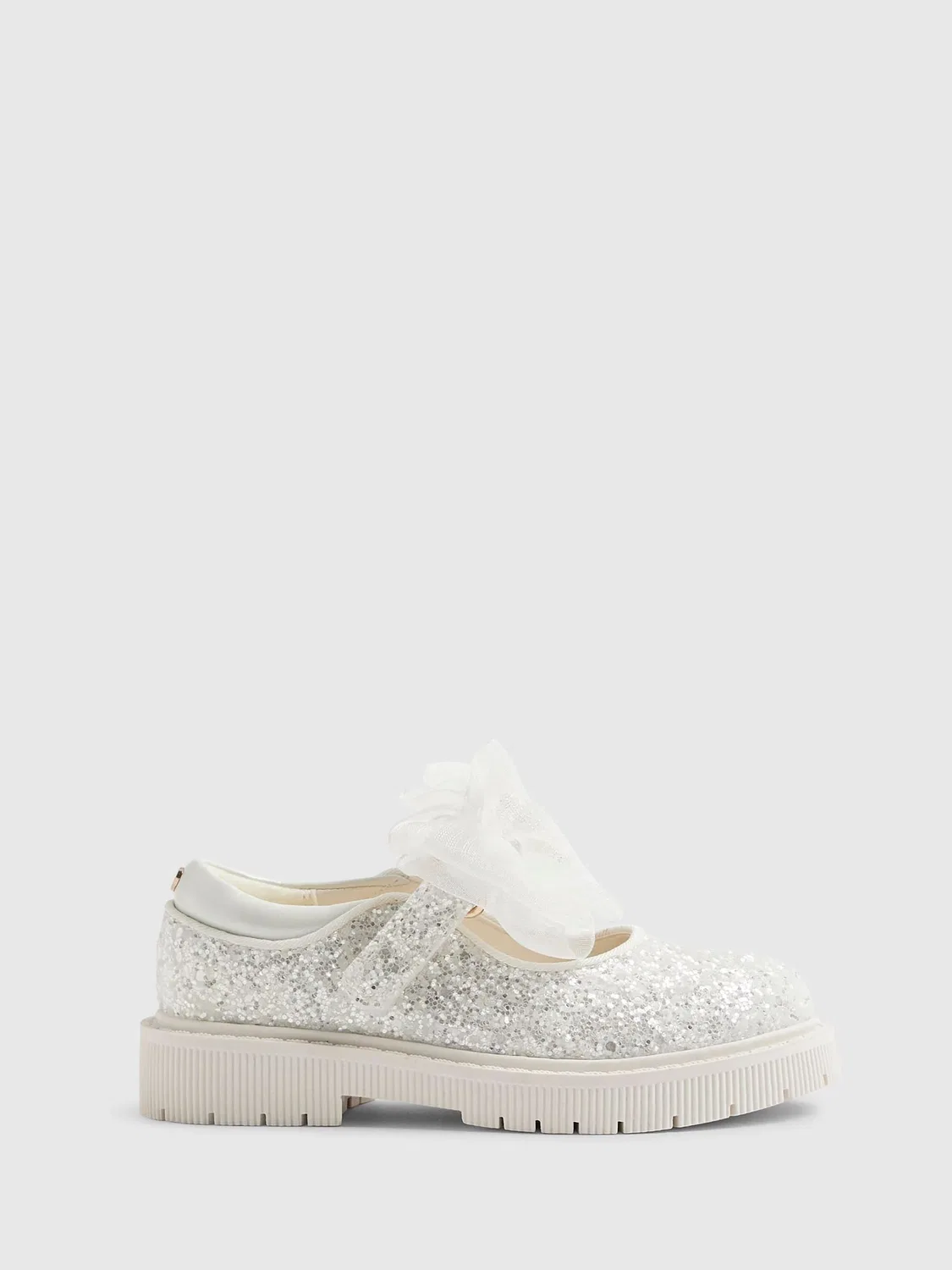 Туфли Mary Jane с блестками и бантом River Island, белые