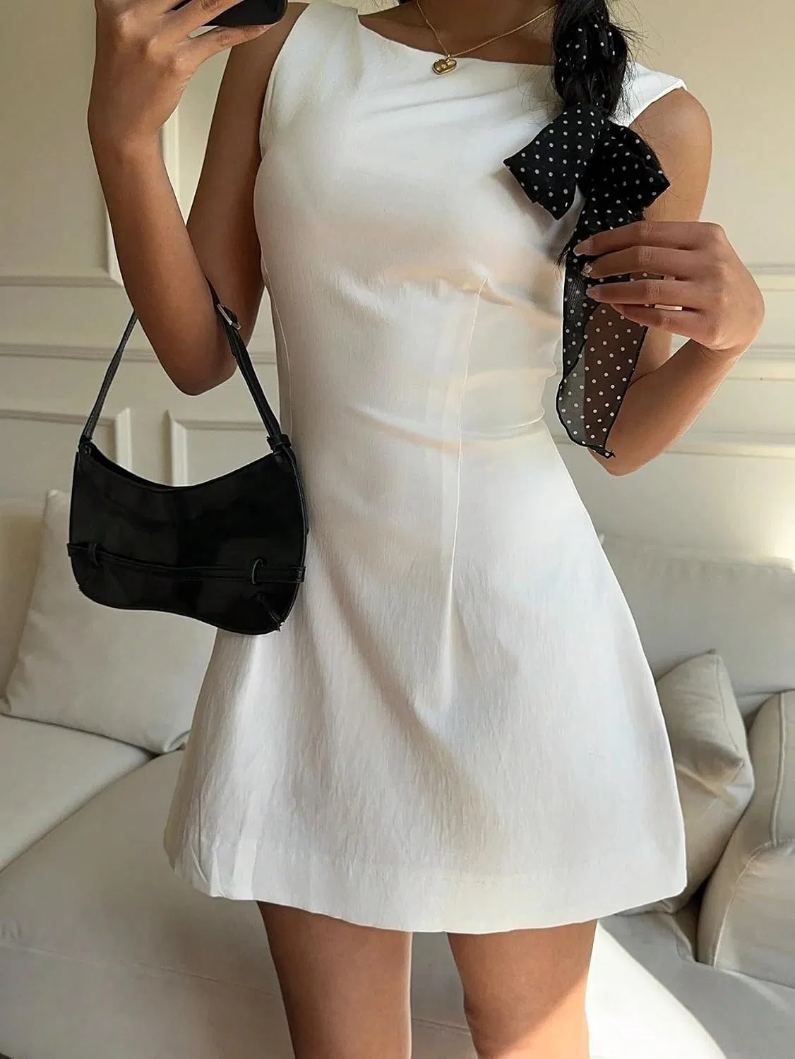 Женское мини-платье без рукавов с открытой спиной Generic, White — фото 3