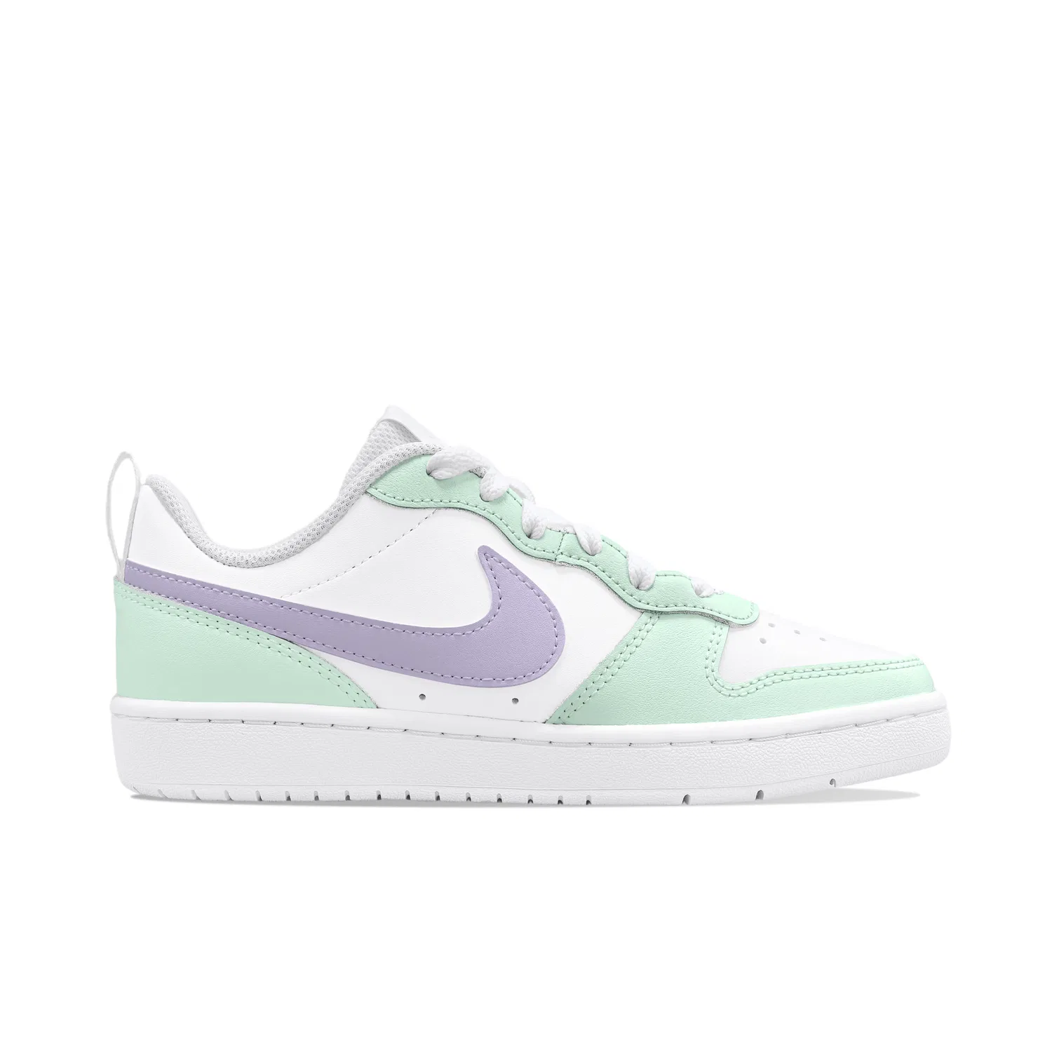 Детские кеды для скейтбординга с цветочным принтом Nike Court Borough, White Green (Floral Mint) — фото 4