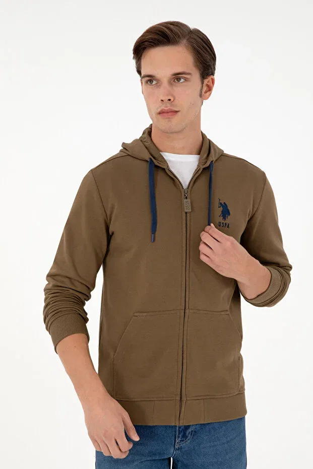 Мужской кардиган с длинным рукавом Basics U.S. Polo Assn., Khaki — фото 3