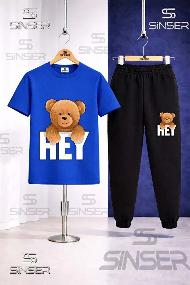 Детский комплект футболки и брюк с принтом Ss Sinser, Blue - Black
