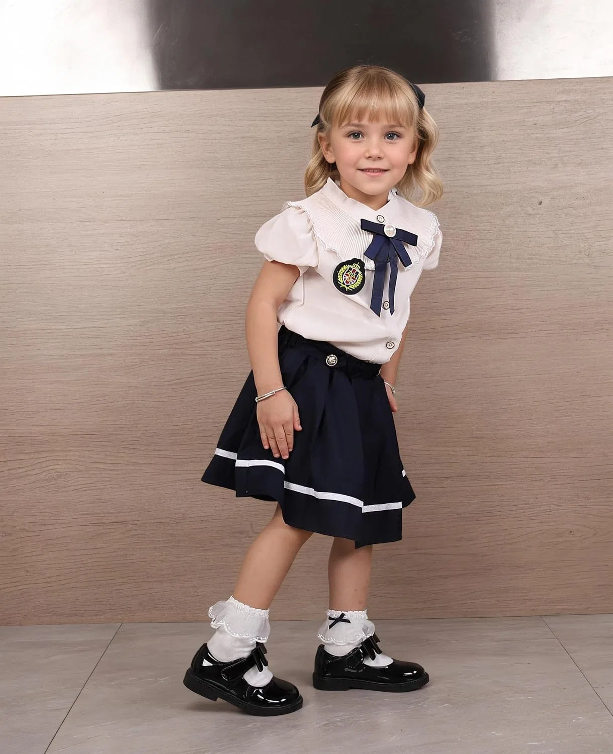 Детские туфли Мэри Джейн для девочек с принтом Princess Ballet Flats JGKDTX, Black — фото 4