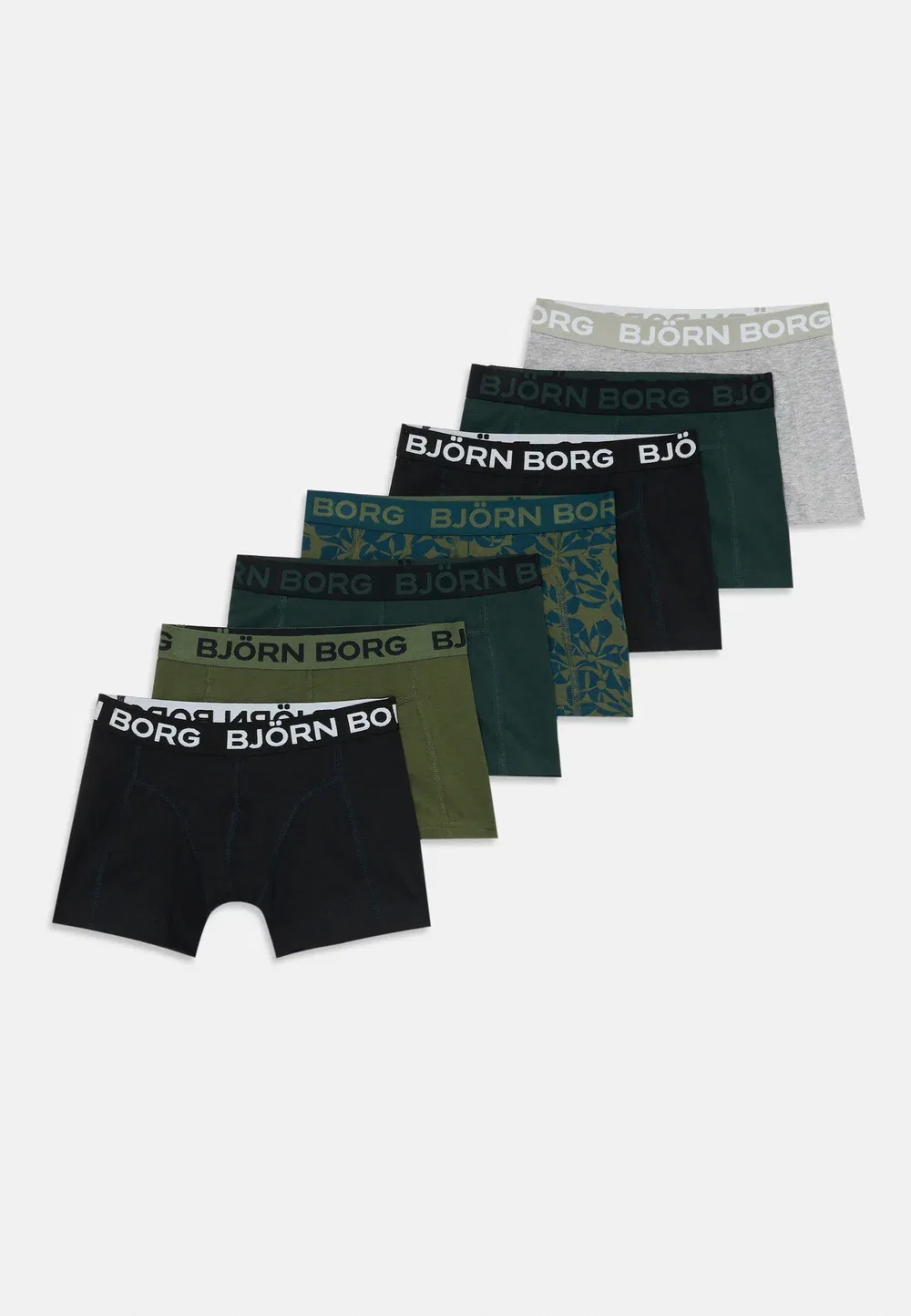 7 штанов - трусы Björn Borg, Black/Green/Grey