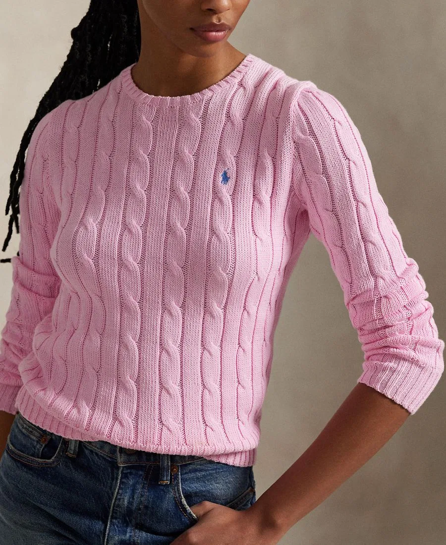 Свитер с круглым вырезом и косами Carmel Pink Polo Ralph Lauren — фото 3