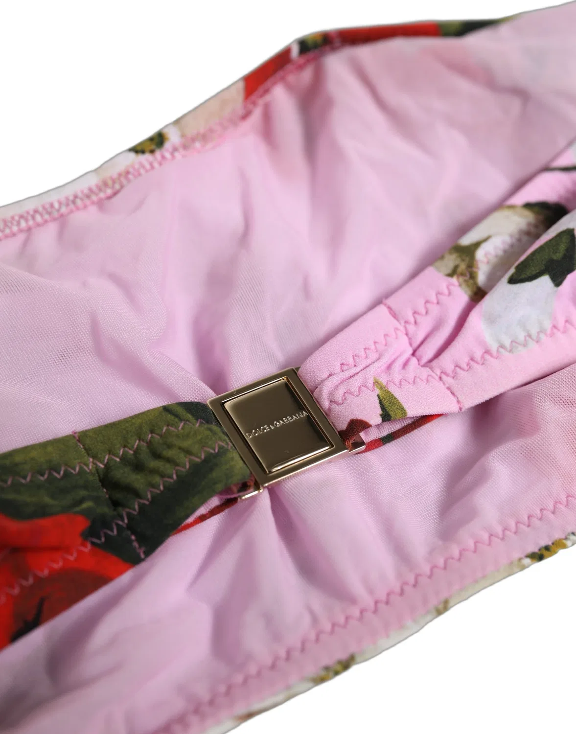 Женский топ бикини бандо с цветочным принтом Bandeau Bikini Top Dolce & Gabbana, Pink — фото 3