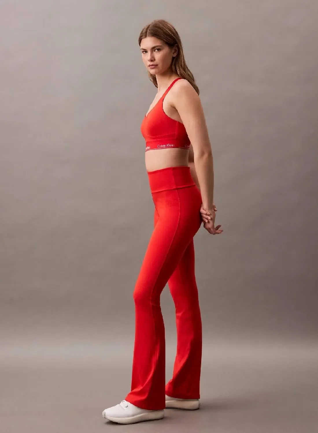Леггинсы расклешенные для фитнеса Calvin Klein, терракотовый — фото 3