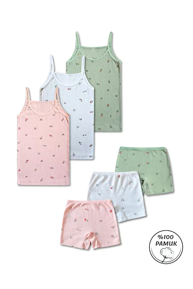 Детский комплект маек и трусов для девочек хлопковый Panfilia, Lilac-Cream — фото 3