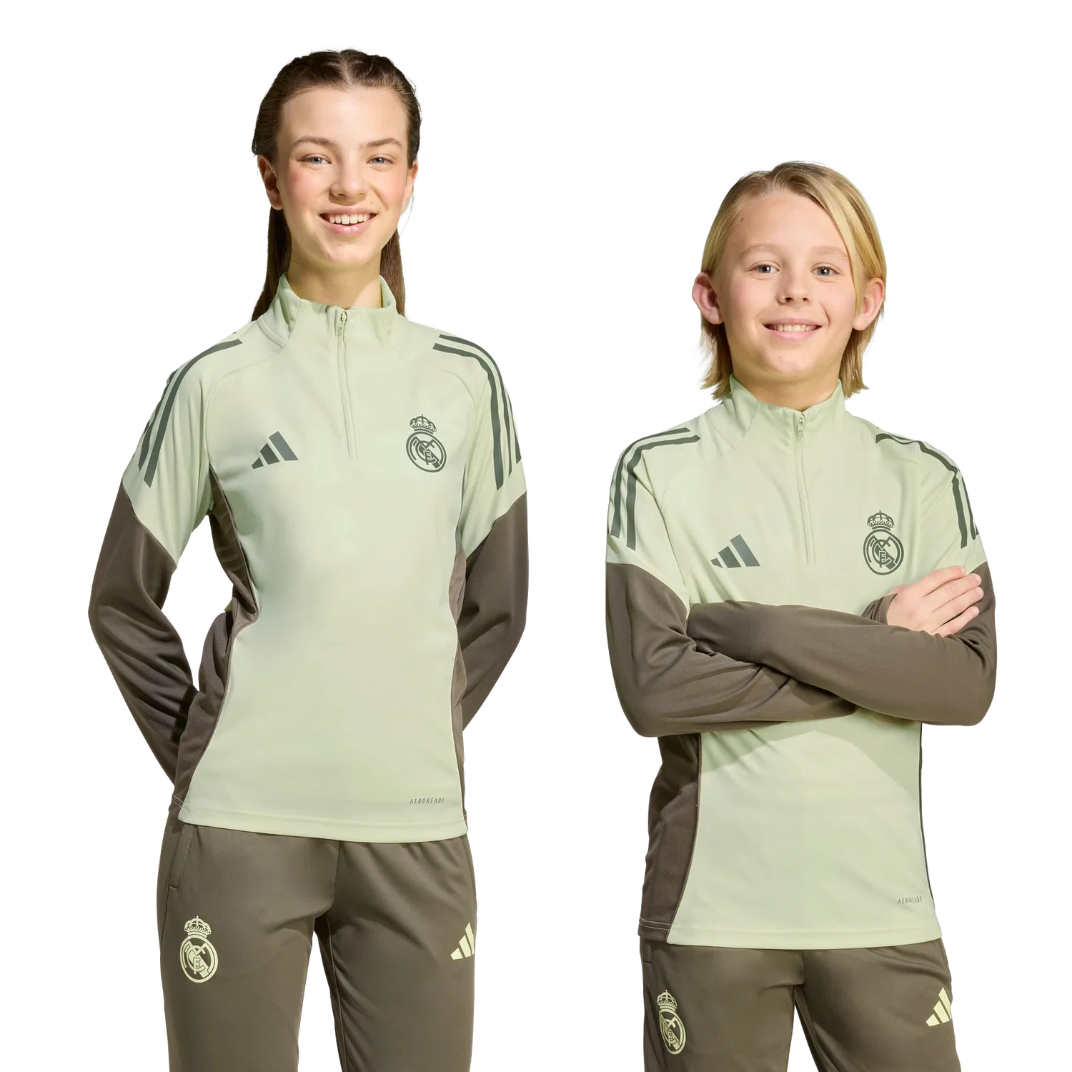 Детский спортивный лонгслив для тренировок Real Madrid Adidas, зеленый — фото 2