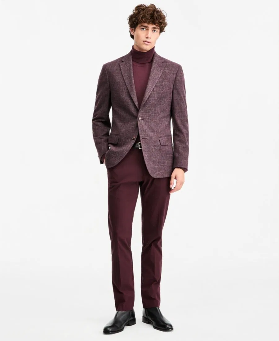 Пиджак спортивный Modern-Fit Burgundy Solid Sport Coat Tommy Hilfiger, Burgundy — фото 2
