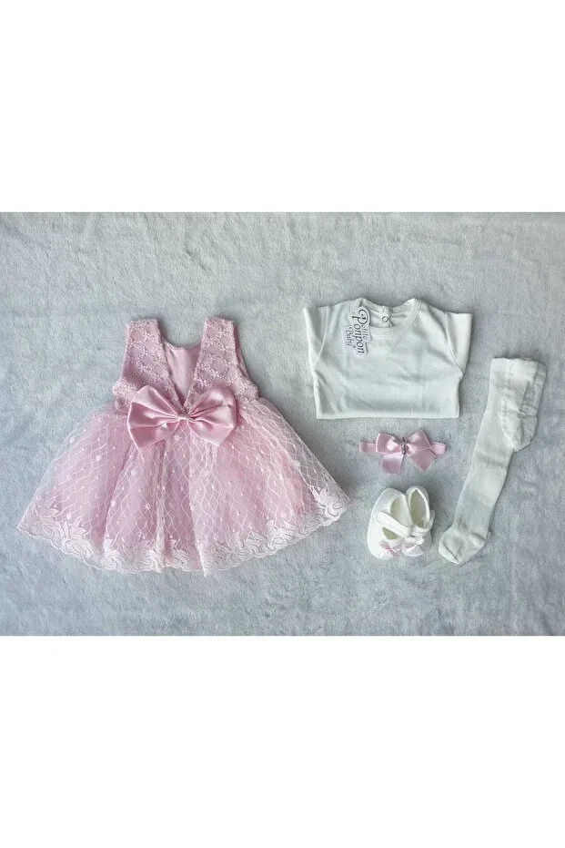 Детское платье для девочек с цветочным принтом Petite Ponpon Baby, Pink — фото 2