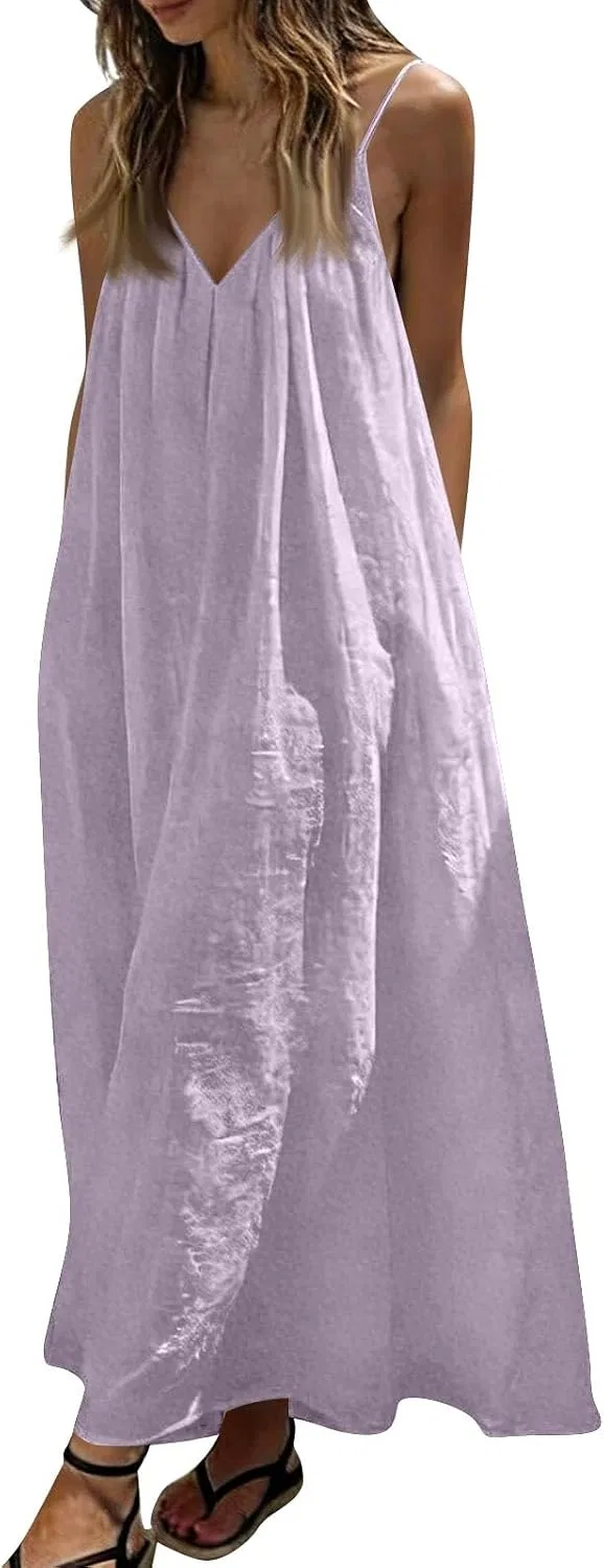 Женское платье с открытой спиной V-образным вырезом Casual Summer, Purple