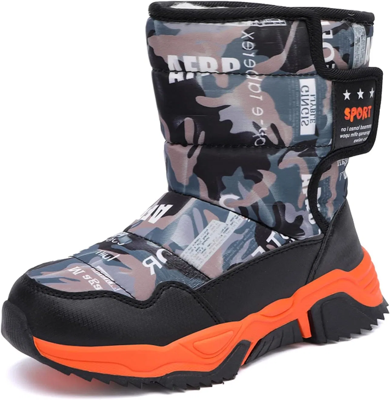 Детские зимние ботинки для девочек и мальчиков с теплой подкладкой FLIOZY, Black/Orange